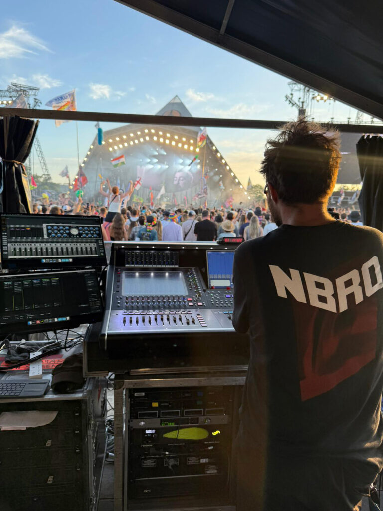 Fourier Audio’s transform.engine, racked beneath the Quantum5, was utilised for Noah Kahan’s recent Glastonbury Festival performance (photo credit: Craig Gordon)