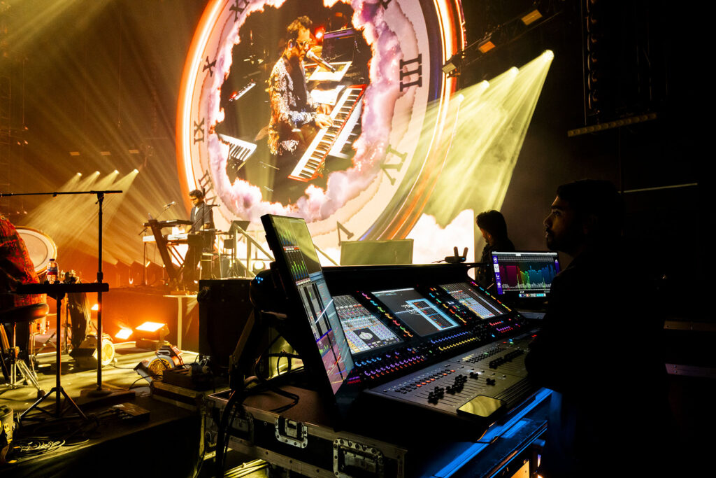 AR Rhaman monitor engineer Mark Thomas on the second Quantum338 desk